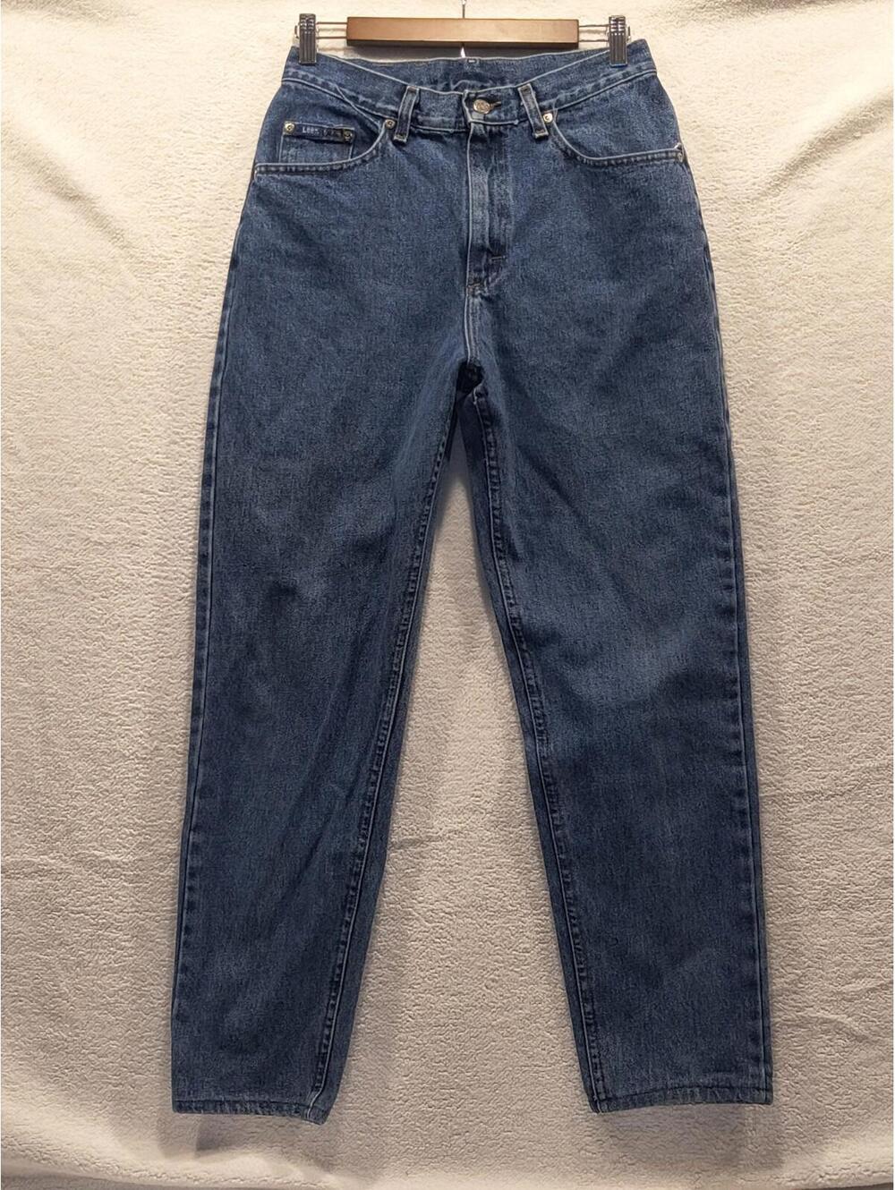 Vintage Lee Denim Jeans Women's 12 Medium Dark Blue Straight Leg 30x29